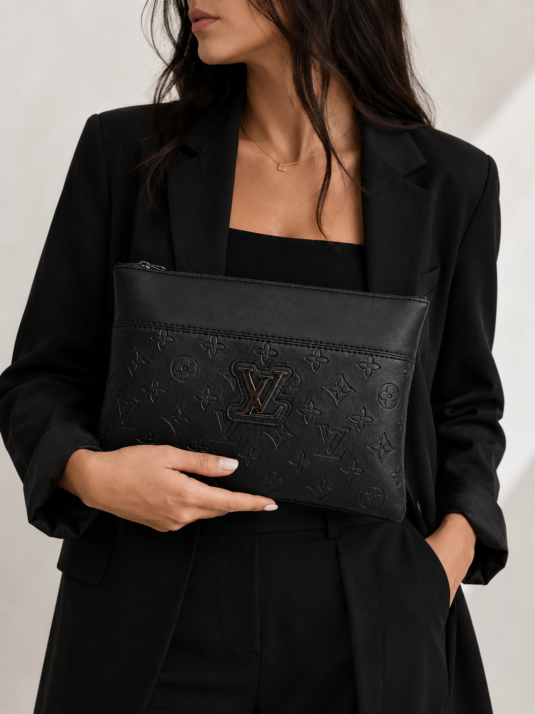 LV Monogram Leather Clutch